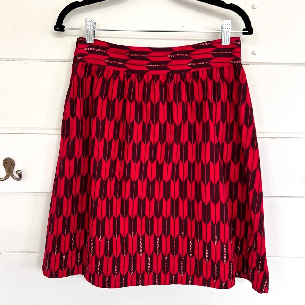 Mata Traders Red A-Line Skirt. 100% cotton. Size Small.